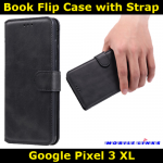 Book Flip Case with Strap For Google Pixel 3 XL Slim Fit Look